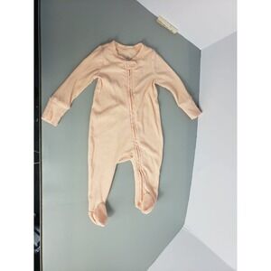 Baby Gap Peach Ribbed Knit Two-Way Zip Footed Sleeper Romper 0-3 Months